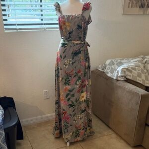 Banjul Multicolor Floral Striped Maxi Dress